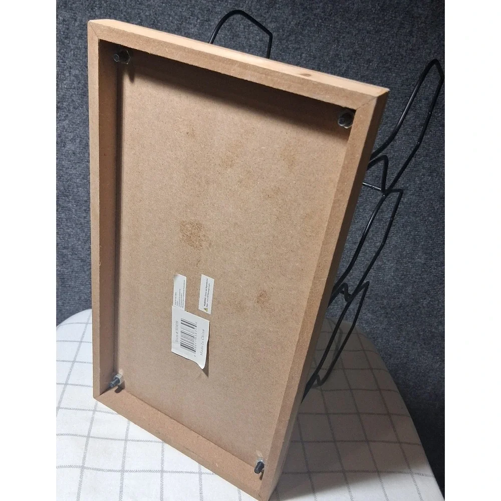 Modern Industrial 6 Bottle Wine‎ Rack Wood Base Black Metal Wire Frame 303839
